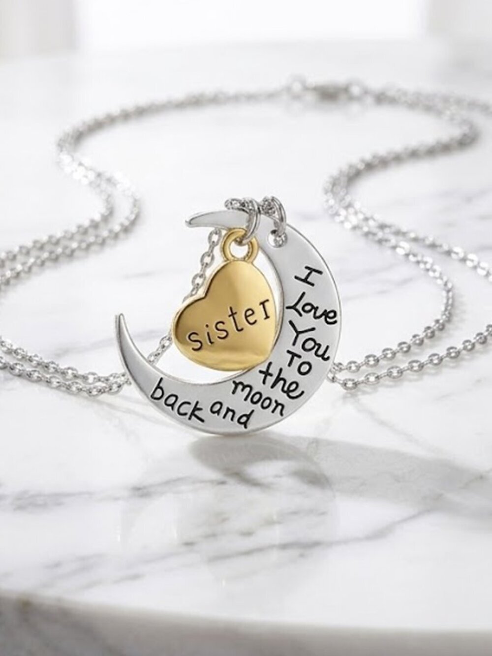 Ladies Moon Heart Necklace 